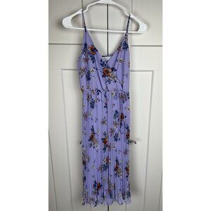 Ali & Jay XS Lavender Floral Pleated Wide Leg Jumpsuit Adjustable Strap Spring